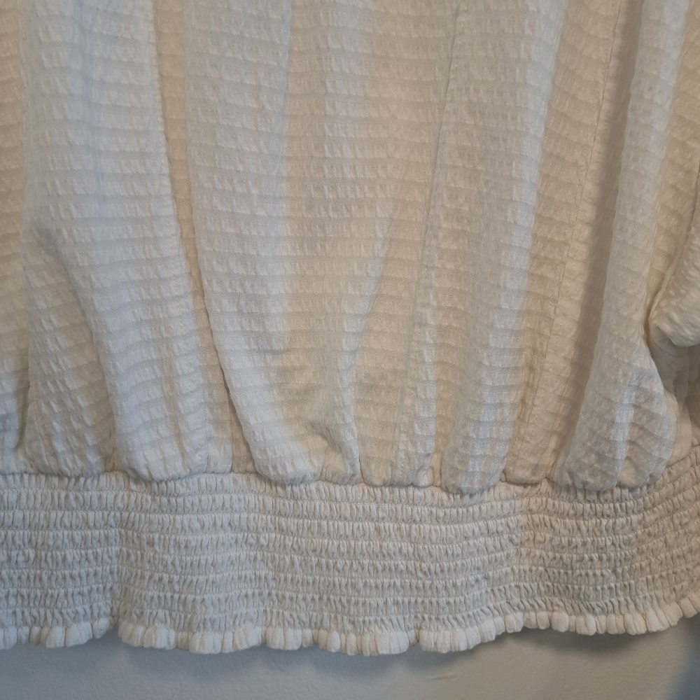 Anthropologie Rebecca Blouse Ivory Tie Neck Dolman Sleeve Top Women's Sz L - Picture 6 of 14